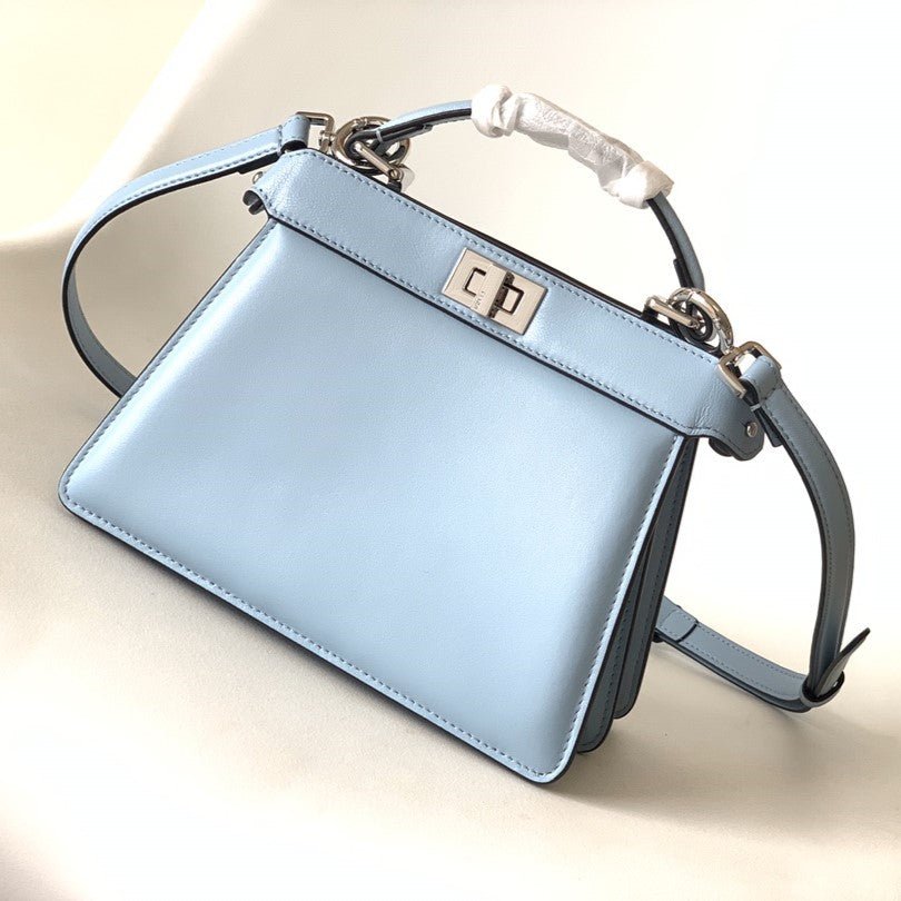 FENDI Peekaboo ISeeU Petite 20 Bag Baby Blue Lambskin Shw