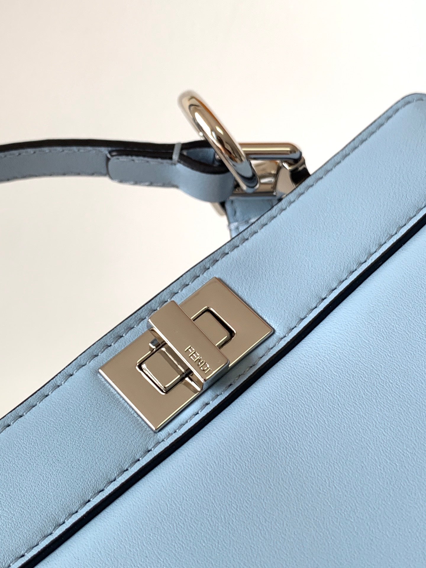 FENDI Peekaboo ISeeU Petite 20 Bag Baby Blue Lambskin Shw