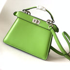 FENDI Peekaboo ISeeU Petite 20 Bag Green Lambskin Shw