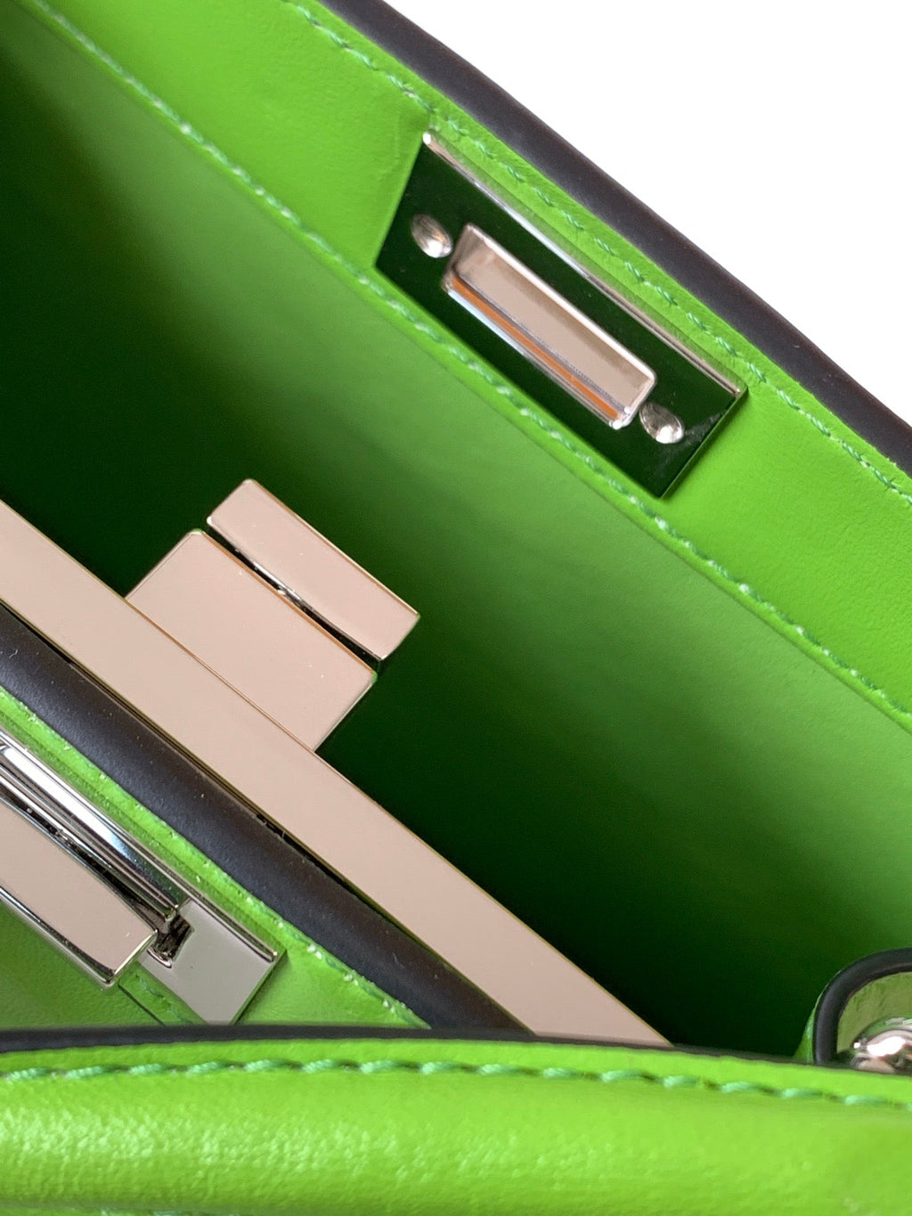 FENDI Peekaboo ISeeU Petite 20 Bag Green Lambskin Shw