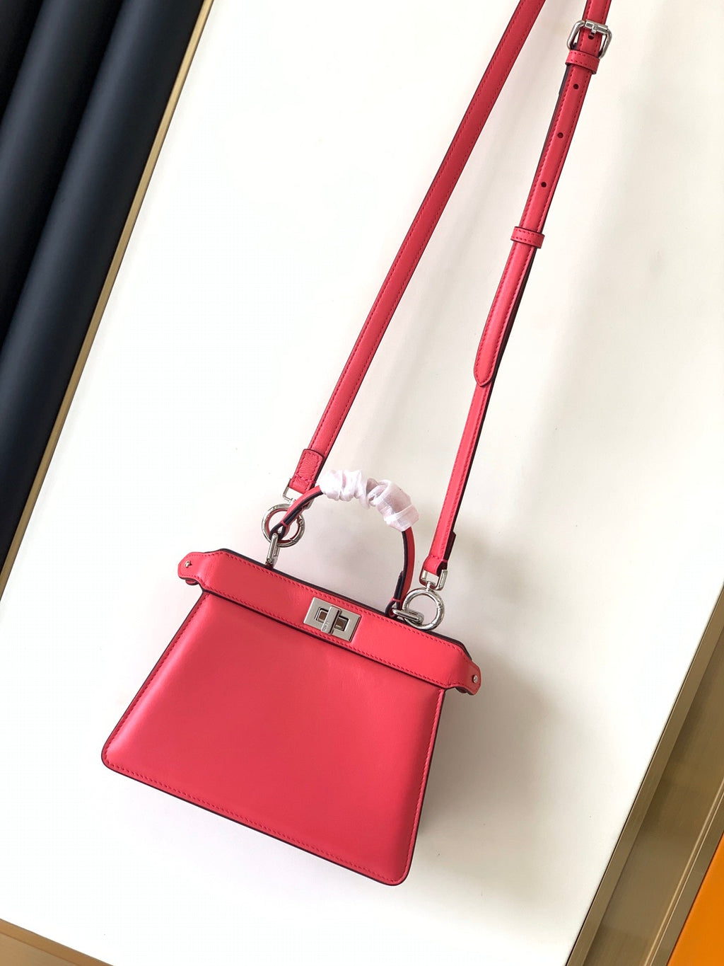 FENDI Peekaboo ISeeU Petite 20 Bag Hot Pink Lambskin Shw