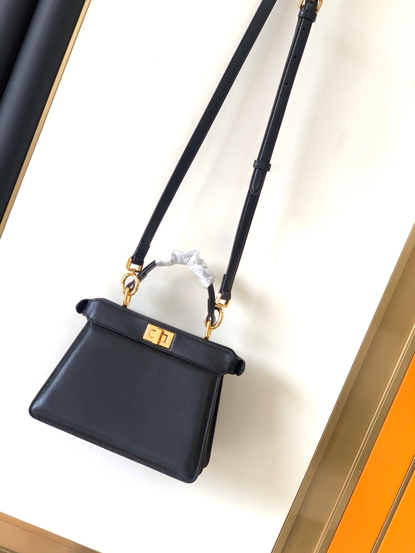 FENDI Peekaboo ISeeU Petite 20 Bag Black Lambskin Ghw