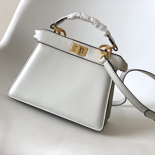 FENDI Peekaboo ISeeU Petite 20 Bag White Lambskin Ghw