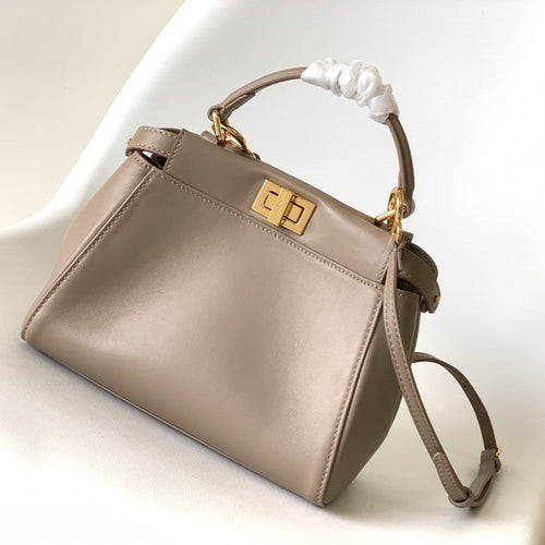 FENDI Peekaboo Mini 23cm Bag light brown lambskin gold hardware
