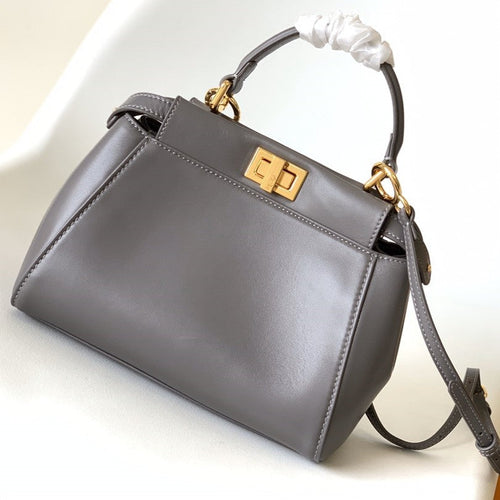FENDI Peekaboo Mini 23cm Bag taupe lambskin gold hardware