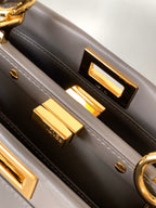 FENDI Peekaboo Mini 23cm Bag taupe lambskin gold hardware