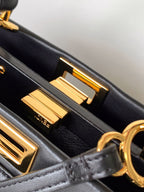 FENDI Peekaboo Mini 23cm Bag black lambskin gold hardware