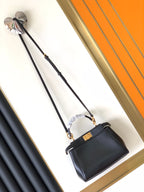 FENDI Peekaboo Mini 23cm Bag black lambskin gold hardware