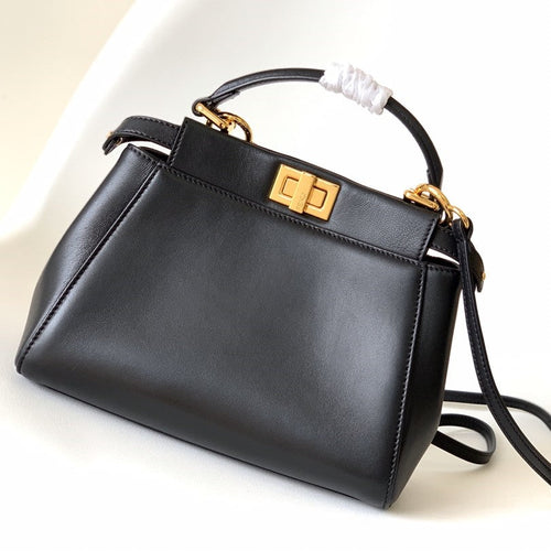 FENDI Peekaboo Mini 23cm Bag black lambskin gold hardware
