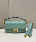 FENDI Baguette 27cm Powder Blue Lambskin Gold Hardware