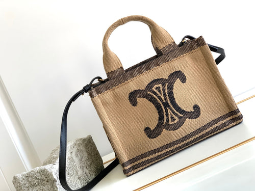 Celine TRIPHOME 26 FABRIC BLACK BROWN BAG