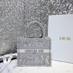 DIOR Small Book Tote 26.5cm Gradient Blue Embroidered Tiger