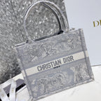 DIOR Small Book Tote 26.5cm Gradient Blue Embroidered Tiger
