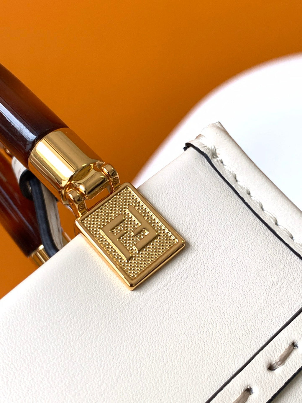 FENDI Fend Mini Sunshine Shopper Bag 18 White Leather