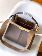 FENDI Peekaboo X-lite medium 30cm Bag brown lambskin gold hardware