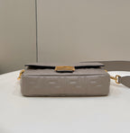 FENDI Baguette 27cm Dove Grey Lambskin Gold Hardware