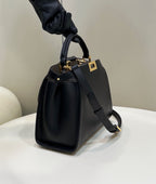 FENDI FENDI PEEKABOO 27 IN BLACK CALFSKIN WITH GOLD HARDWARE
