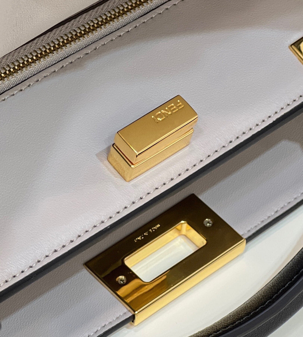 FENDI FENDI PEEKABOO 27 IN BLACK CALFSKIN WITH GOLD HARDWARE