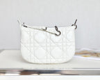 DIOR MINI CARO BAG 25 IN WHITE LAMBSKIN