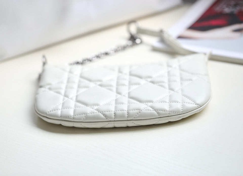 DIOR MINI CARO BAG 25 IN WHITE LAMBSKIN