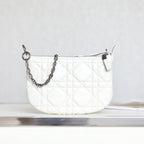 DIOR MINI CARO BAG 25 IN WHITE LAMBSKIN
