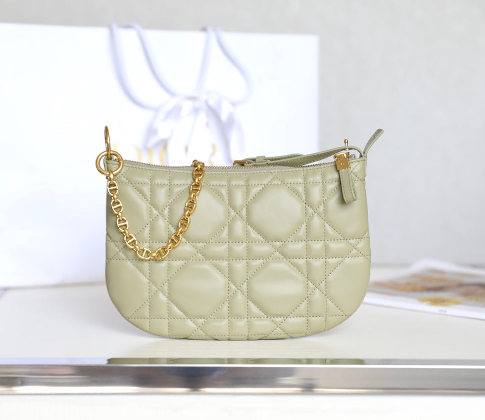 DIOR MINI CARO BAG 25 IN BEIGE LAMBSKIN