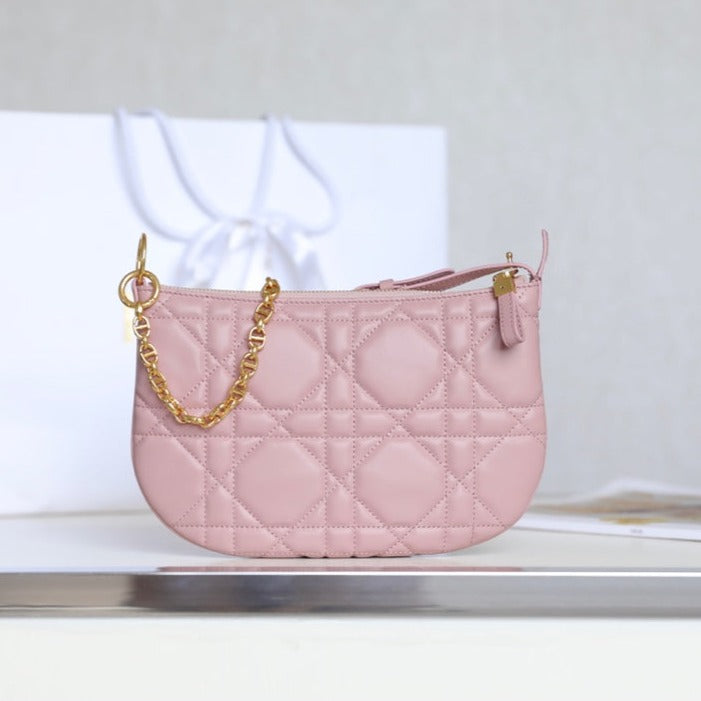 DIOR MINI CARO BAG 25 IN LIGHT PINK LAMBSKIN