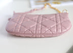 DIOR MINI CARO BAG 25 IN LIGHT PINK LAMBSKIN