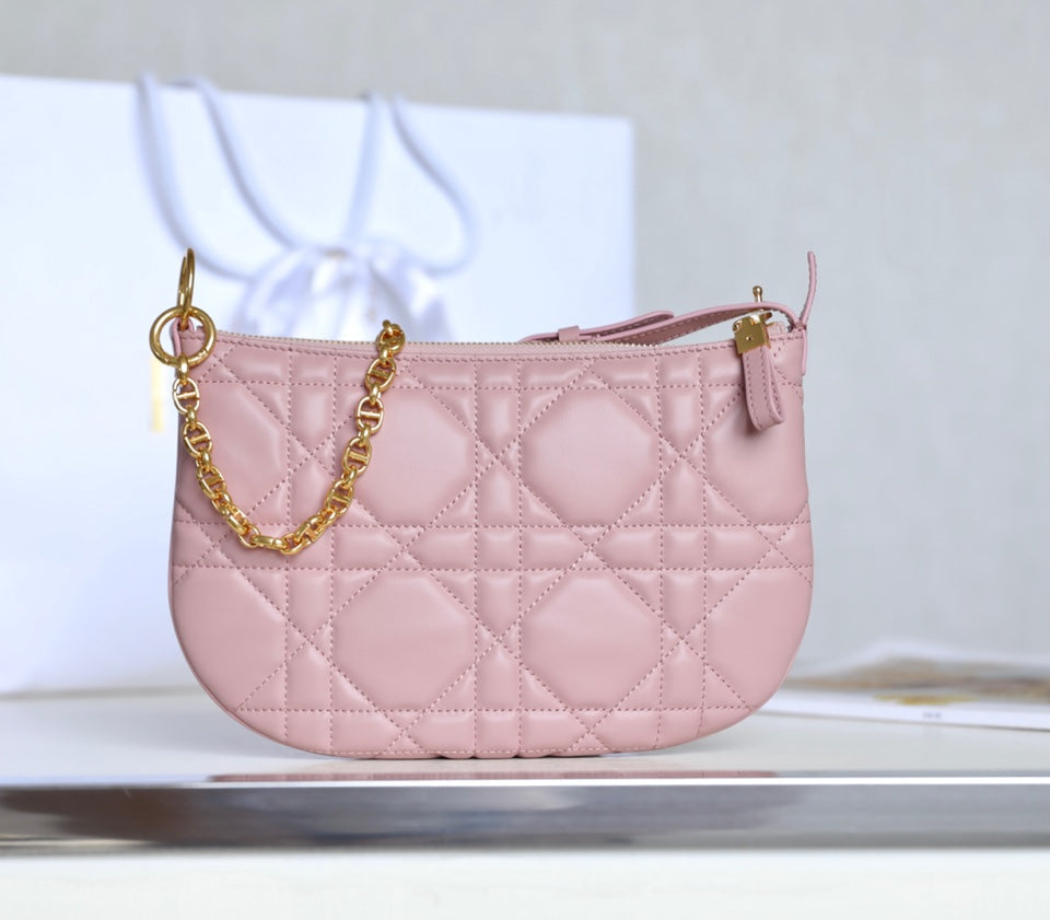 DIOR MINI CARO BAG 25 IN LIGHT PINK LAMBSKIN