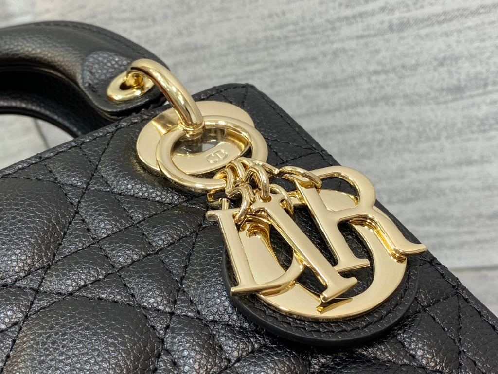 DIOR mini lady 17 black casfskin ghw