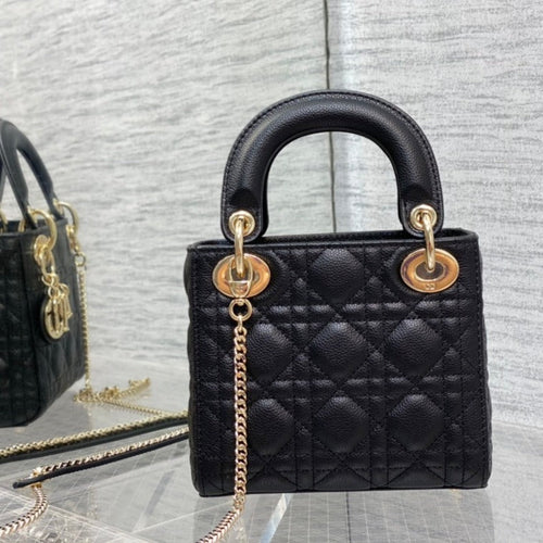 DIOR mini lady 17 black casfskin ghw