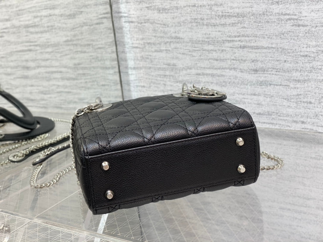 DIOR mini lady 17cm black calfskin shw