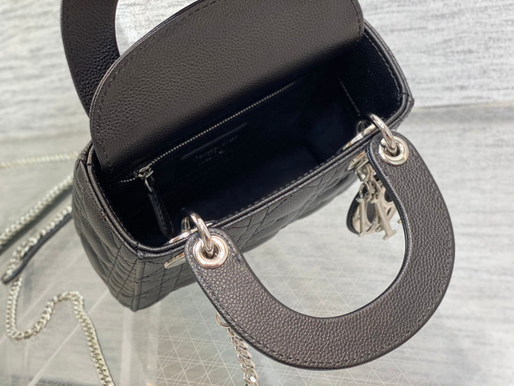 DIOR mini lady 17cm black calfskin shw