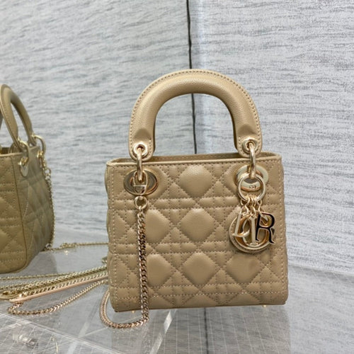 DIOR mini lady 17cm ecru calfksin ghw
