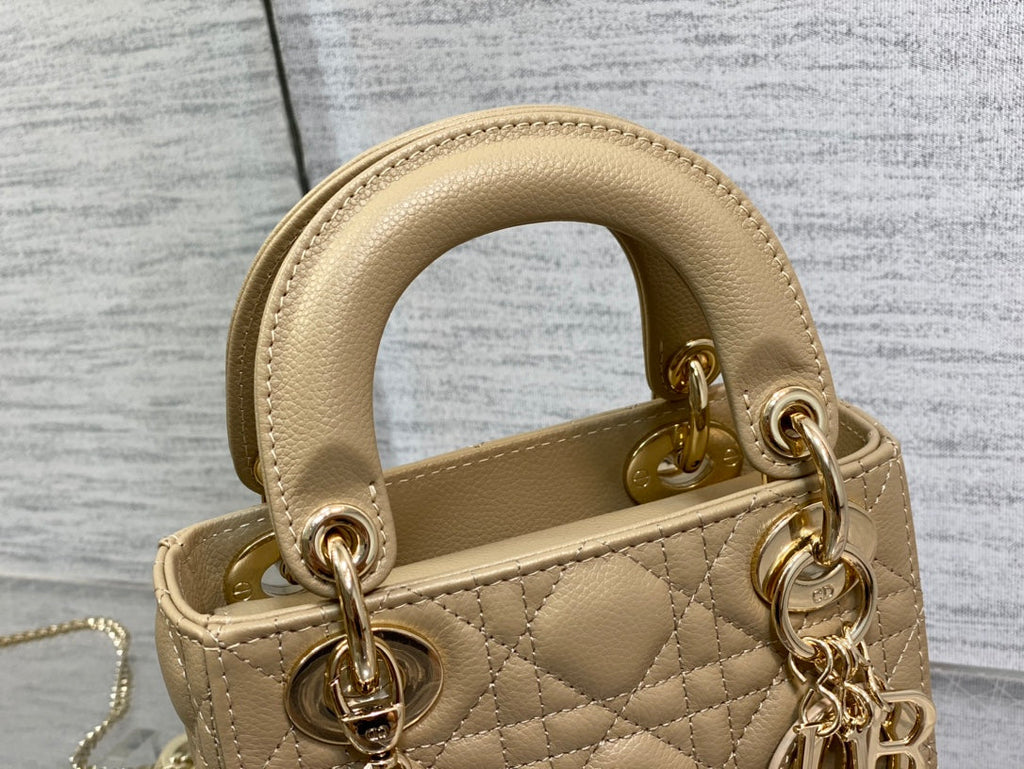 DIOR mini lady 17cm ecru calfksin ghw