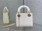 DIOR MINI LADY 17 BAG IN WHITE EMBOSSED LAMBSKIN WITH GOLDEN CLASP