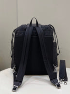 FENDI FENDI STRIKE LARGE 46 FF BLACK JACQUARD FABRIC BACKPACK