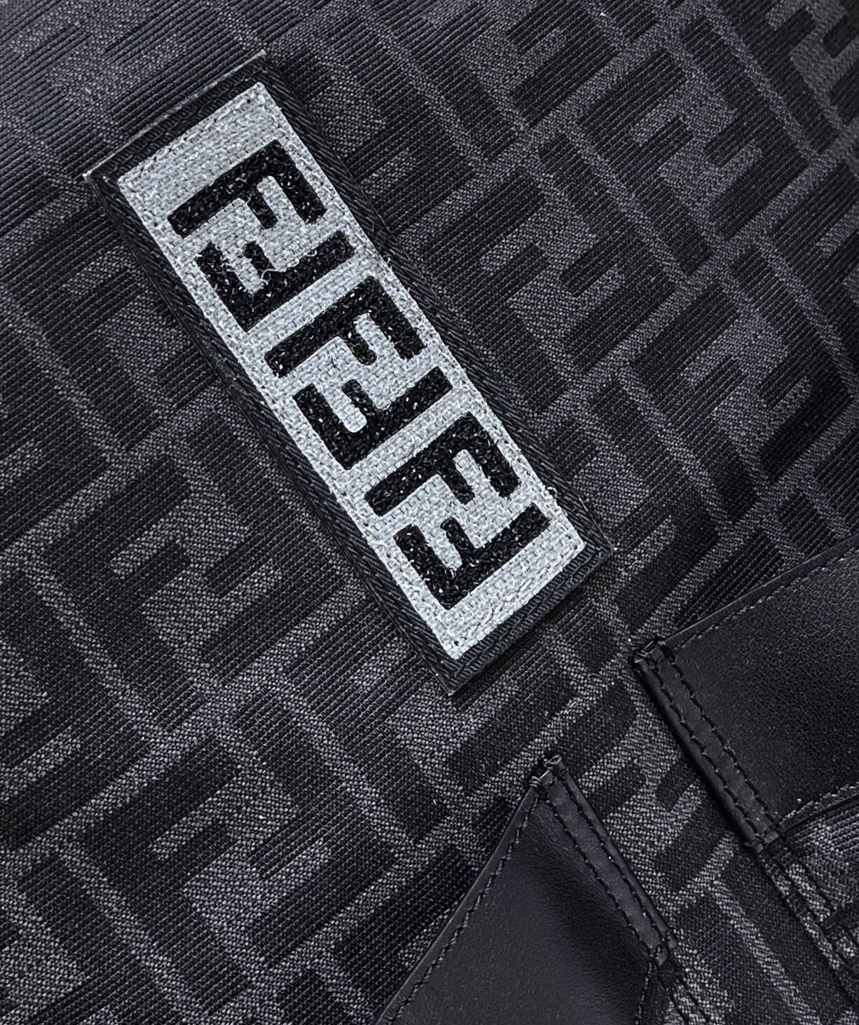 FENDI FENDI STRIKE LARGE 46 FF BLACK JACQUARD FABRIC BACKPACK