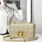 DIOR SMALL CARO BAG 20 PALE YELLOW CALFSKIN