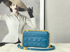 DIOR SMALL CARO BAG 20 OCEAN BLUE CALFSKIN