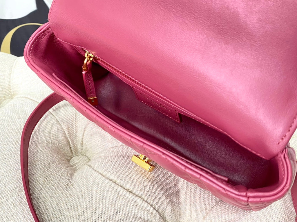DIOR SMALL CARO BAG 20 DARK PINK CALFSKIN