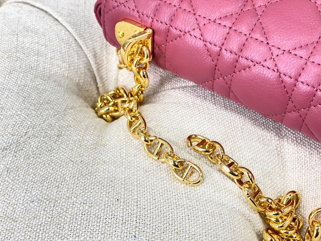 DIOR SMALL CARO BAG 20 DARK PINK CALFSKIN