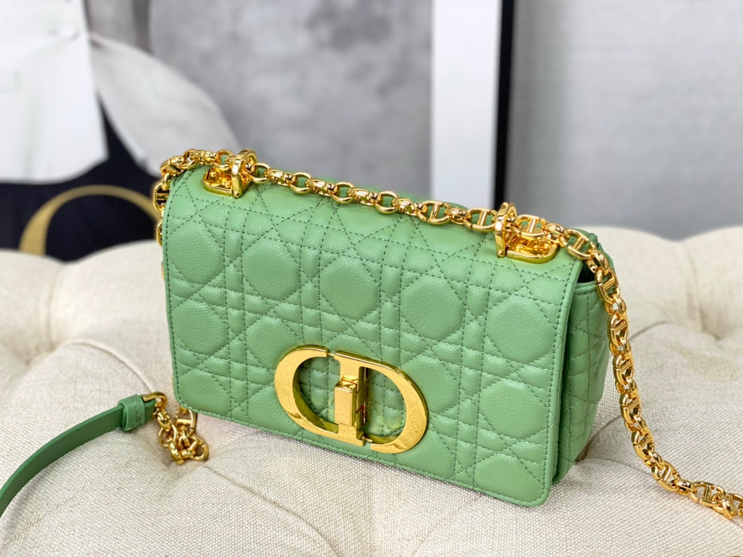 DIOR SMALL CARO BAG 20 LIGHT GREEN CALFSKIN