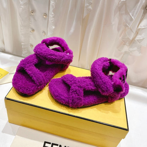 FENDI FENDI DAD SANDAL IN MAGENTA PURPLE FLEECE