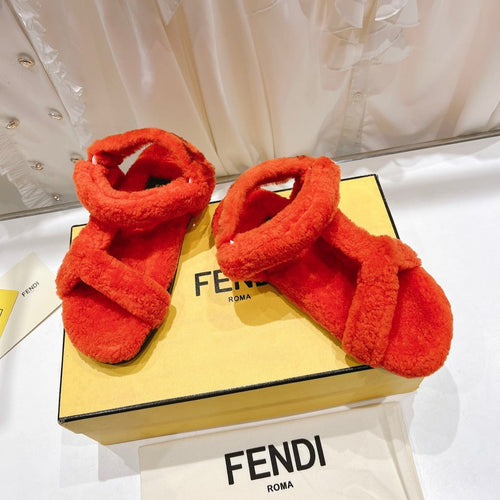 FENDI FENDI DAD SANDAL IN PASSION RED FLEECE