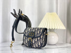 DIOR SMALL BOBBY 18CM BLUE OBLIQUE CANVAS GOLD HARDWARE
