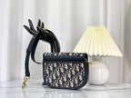 DIOR SMALL BOBBY 18CM BLUE OBLIQUE CANVAS GOLD HARDWARE