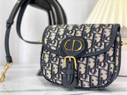DIOR SMALL BOBBY 18CM BLUE OBLIQUE CANVAS GOLD HARDWARE