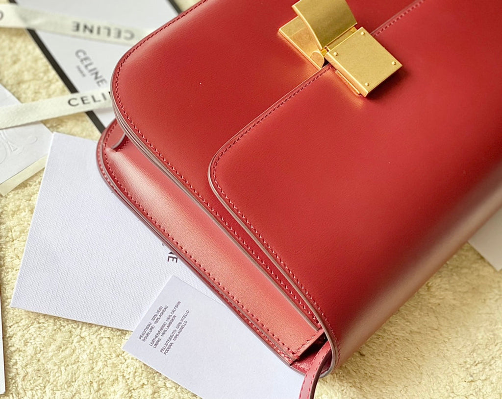 Celine CELINE MEDIUM CLASSIQUE BAG 24CM RED CALFSKIN