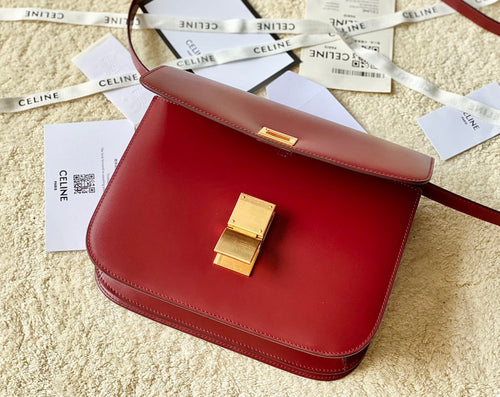 Celine CELINE MEDIUM CLASSIQUE BAG 24CM RED CALFSKIN